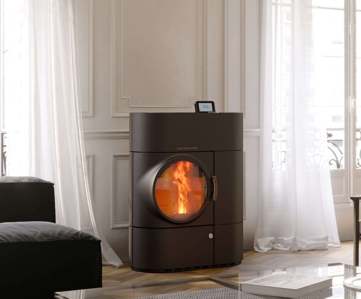 Poêle bi combustible ( hybride ) Austroflamm Clou Duo. 7 kw de puissance nominale. Flamme Verte 7*. 88.9 % de rendement. - Thermostat d'ambiance de série. - Programmation horaire (hebdomadaire) de série - Descendrage automatique par grille basculante de série. Disponible chez Flamme Concept à Sorgues dans le Vaucluse ( 84 ) à Sorgues, près de : Avignon, Entraigues, Carpentras, Monteux , Bedarrides, Montfavet, Bedoin, Gordes,, Pernes les Fontaines, Mazan, Vedène, Chateaurenard, Pujaut, Sauvettere, Chateauneuf du Pape, Courthézon, Joncquières, Orange, Sarrians, Velleron, L'Isle sur la Sorgues, Cabrière d'Avignon, Ménerbes, Robion, Cavaillon, Lagnes