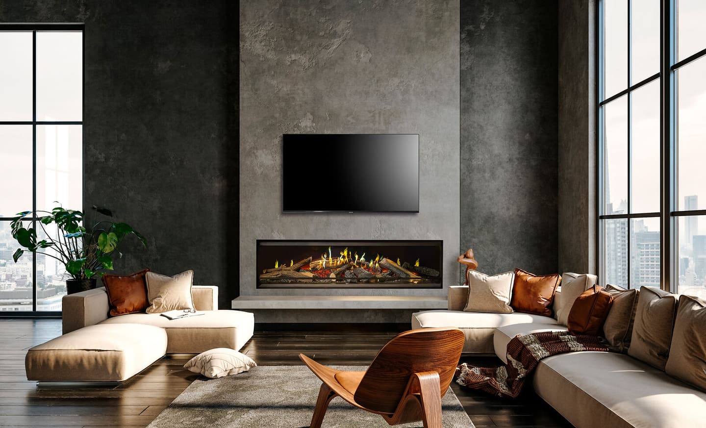 Cheminée électrique, foyer Kalfire hologramme, Flamme Concept Sorgues à coté d'Avignon dans le Vaucluse (84) , près de Carpentras, Cavaillon , 84800, cheminée design et contemporaine
