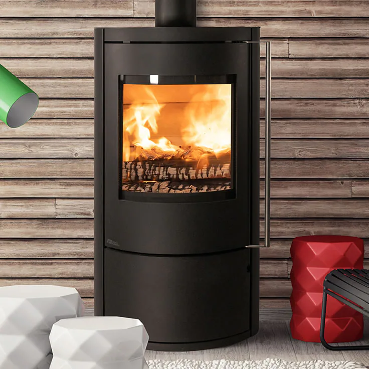Fonte Flamme Mesa noir mat porte acier — vue principale, visuel fabricant