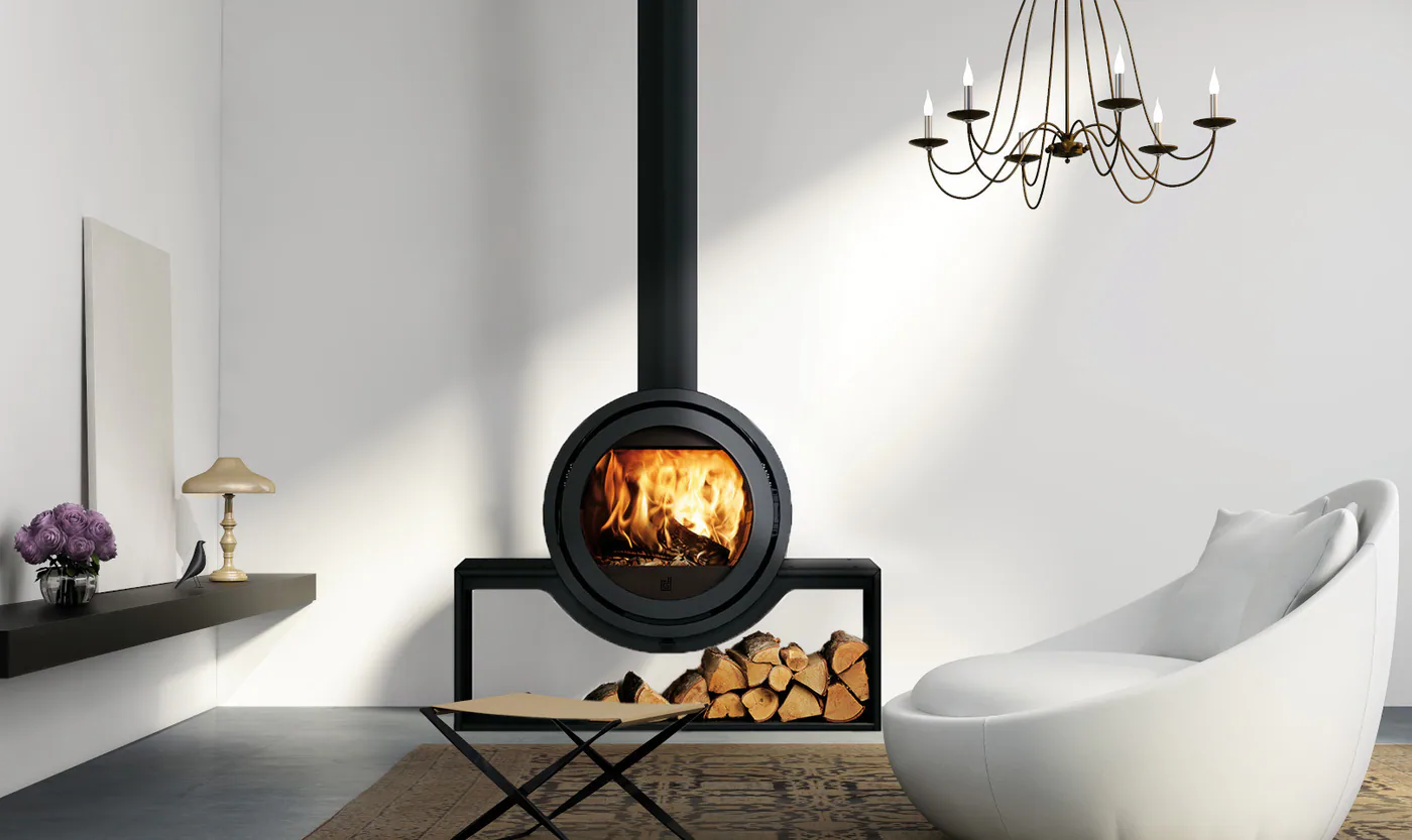 Fonte Flamme Poêle bois Odin Tunnel sur banc 104 cm — vue principale, visuel fabricant