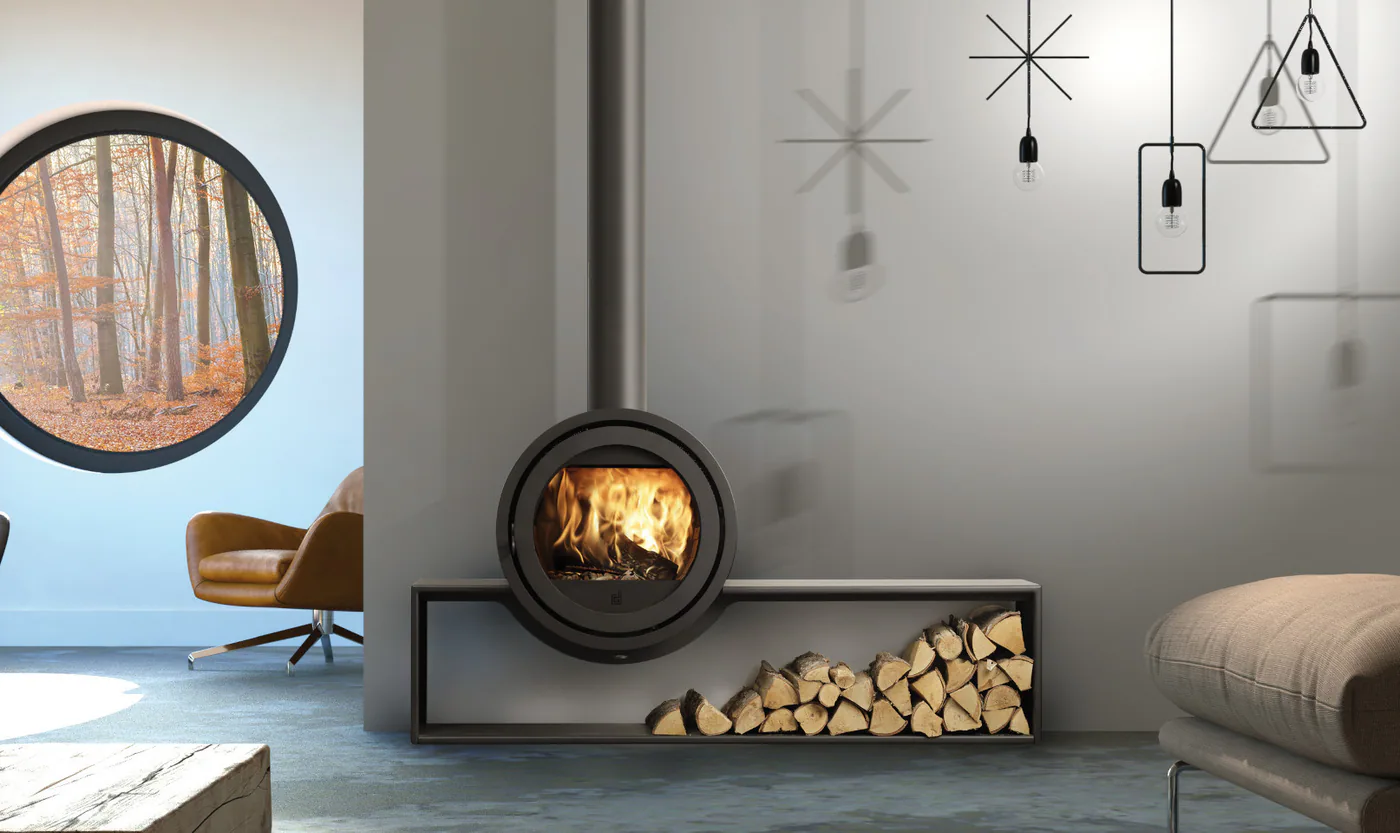 Fonte Flamme Poêle bois Odin Tunnel sur banc 160 cm — vue principale, visuel fabricant
