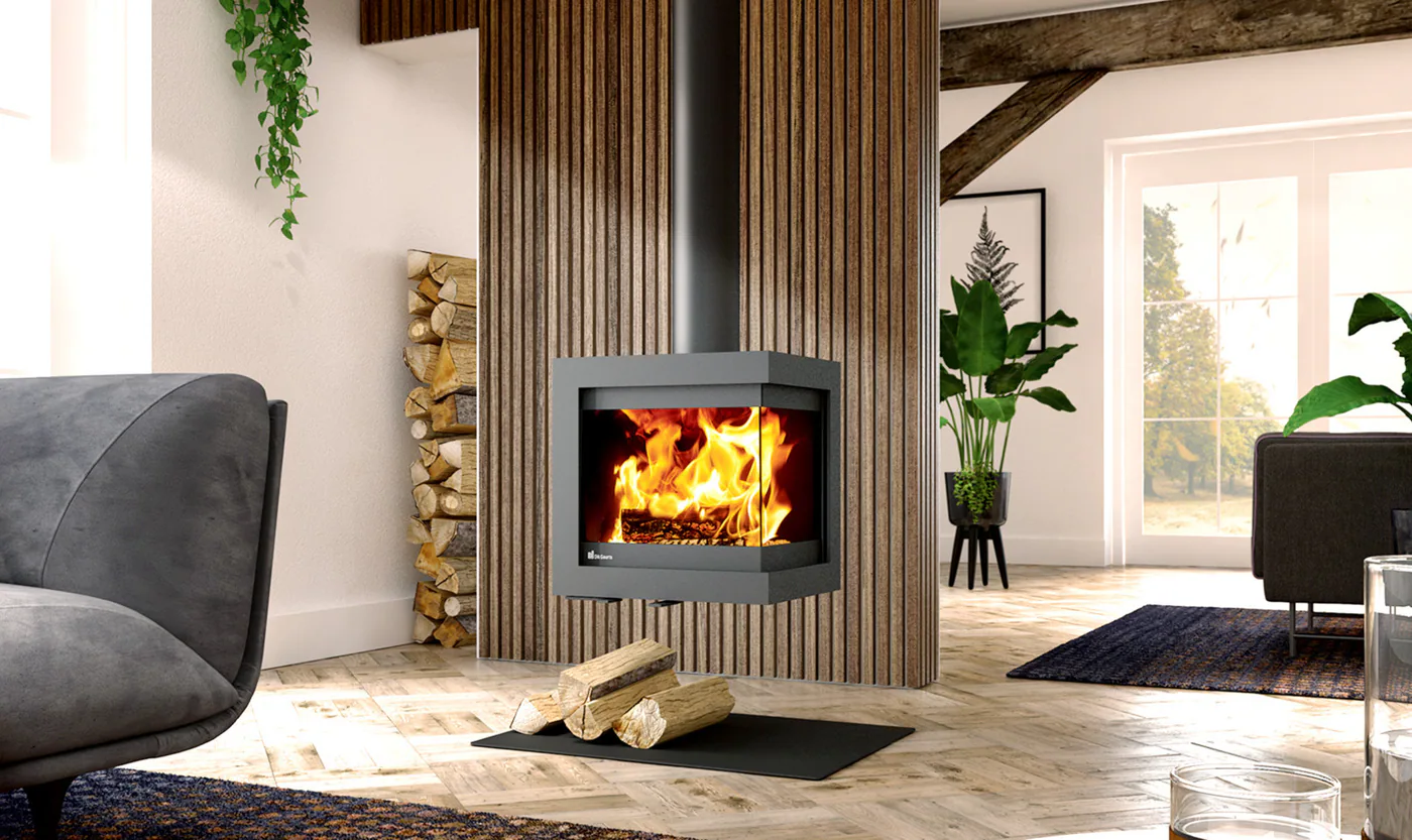 Fonte Flamme Poêles à bois Bora Corner Fixed (suspendu au plafond) — vue principale, visuel fabricant